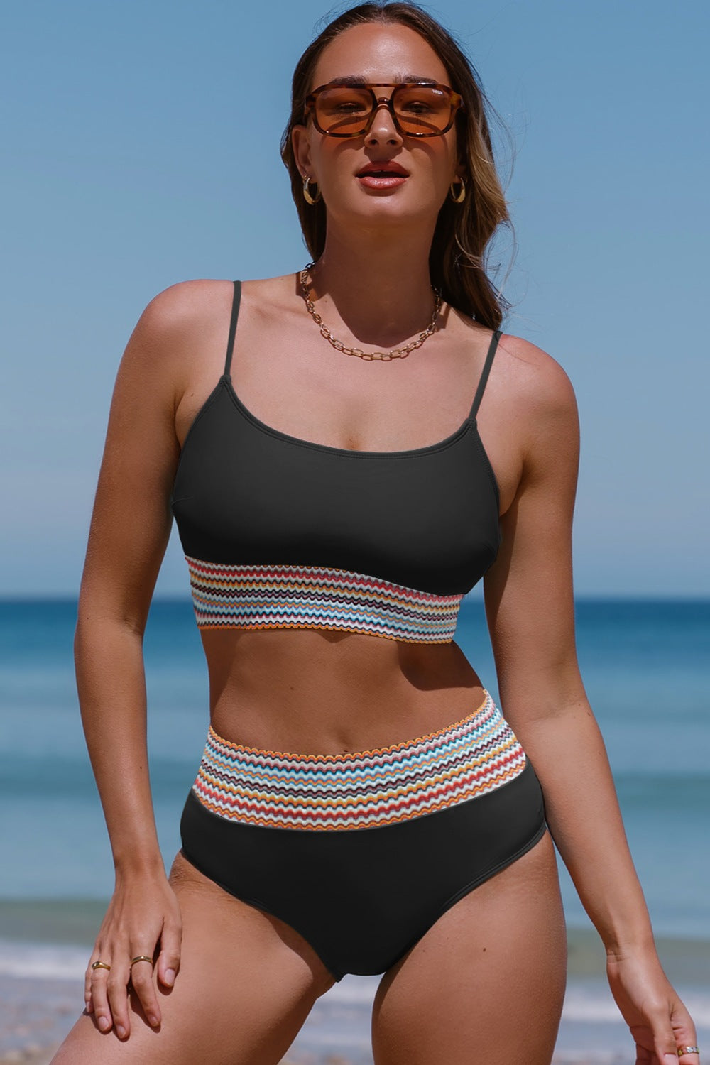 Scoop Neck Spaghetti Strap Two-Piece Swim Set - MARIGOLD