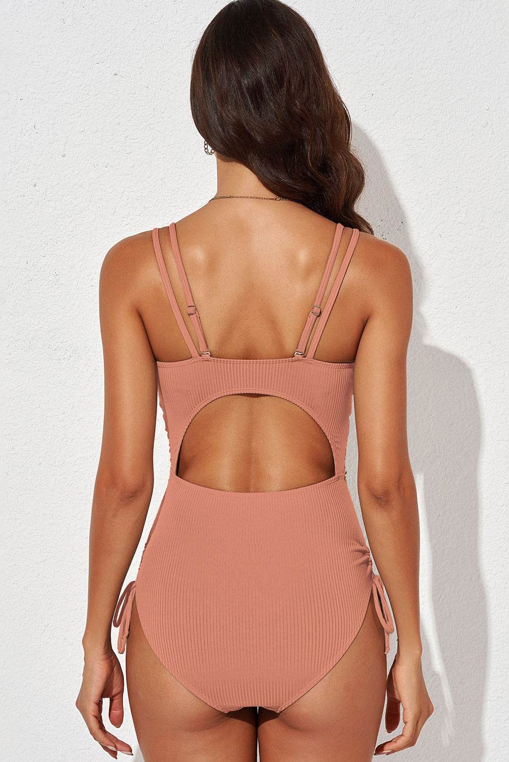 Tied Cutout Plunge One-Piece Swimsuit - MARIGOLD