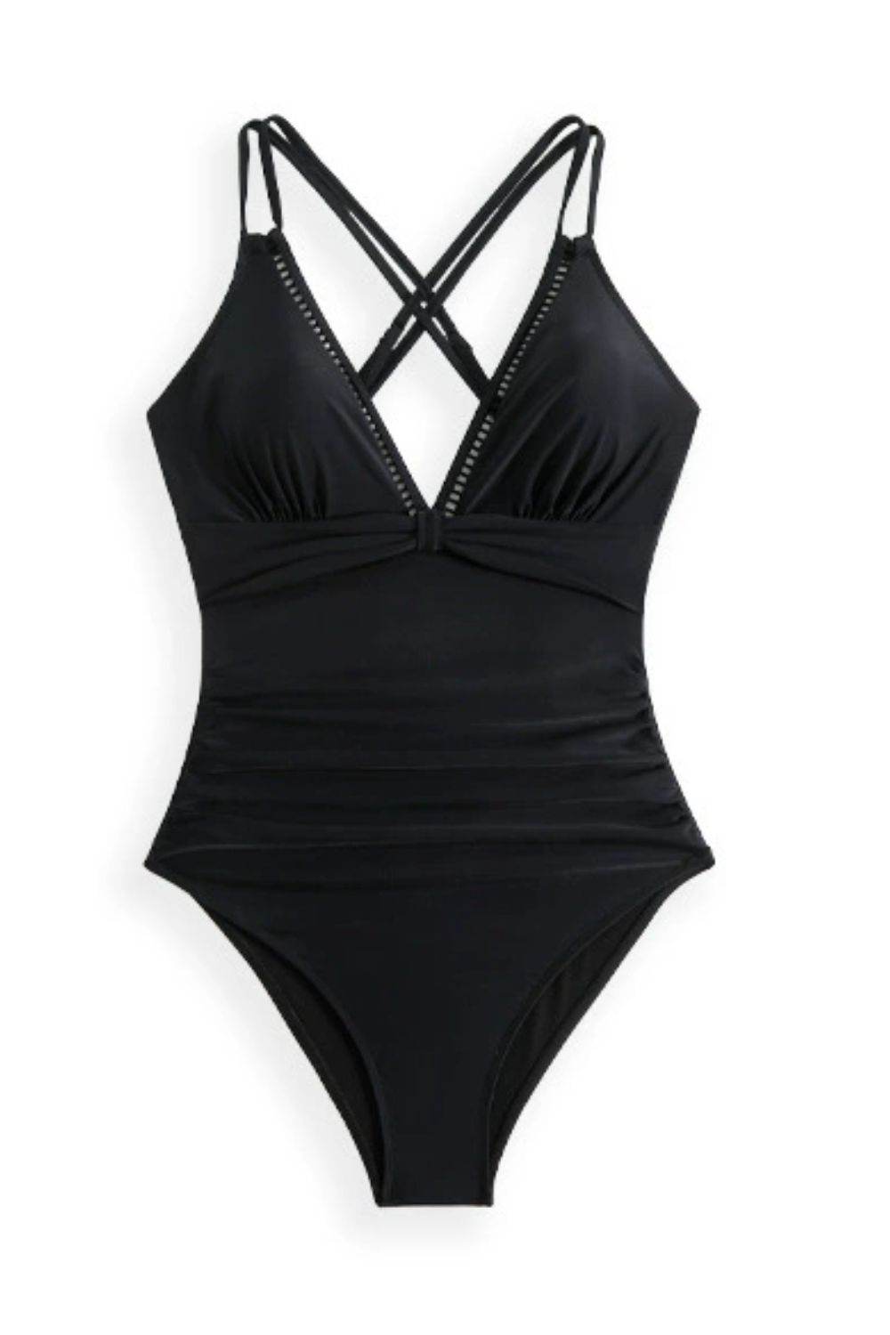 Classic Double Spaghetti Strap V-Neck One-Piece Swimsuit - MARIGOLD