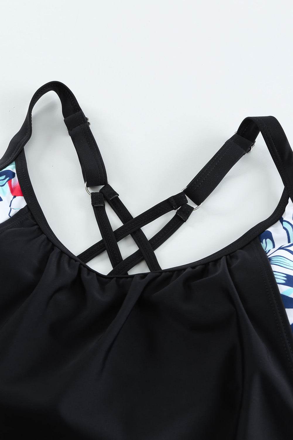 Full Size Crisscross Scoop Neck Tankini Set - MARIGOLD