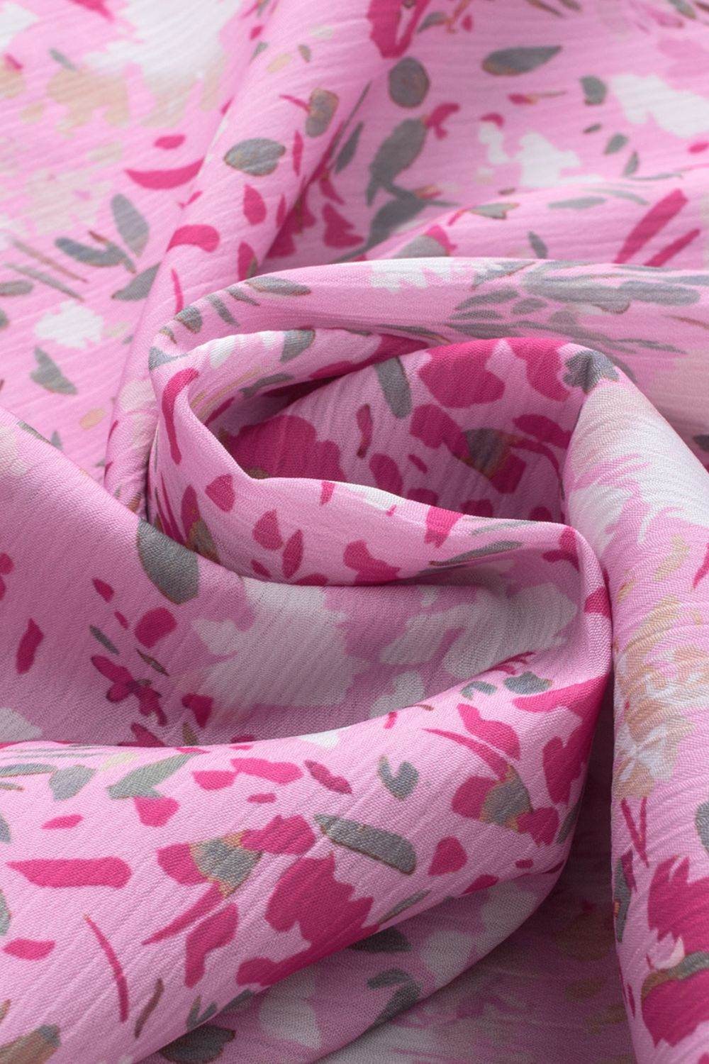 Pink Floral Print Flutter Sleeve Blouse - MARIGOLD