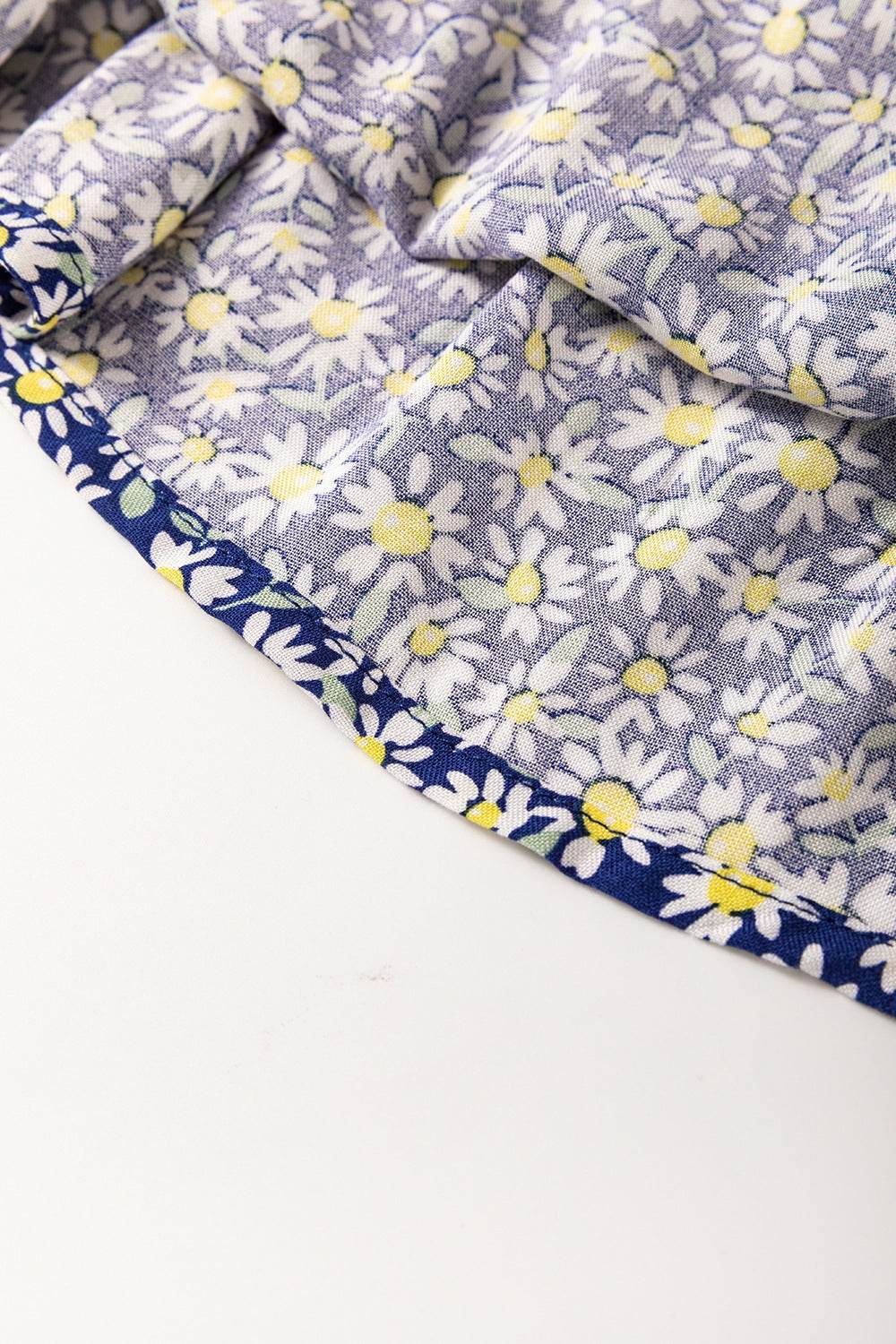 Daisy Print Long Sleeve Blouse with Smocked Square Neck - MARIGOLD