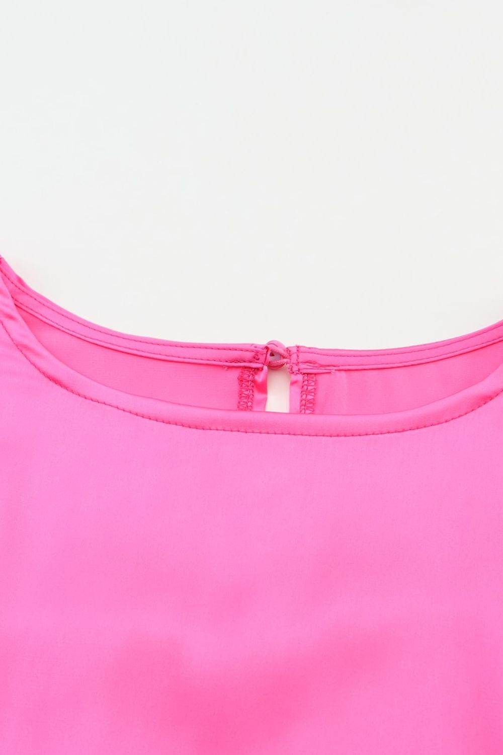 Fuchsia Pink Round Neck Long Sleeve Blouse - MARIGOLD