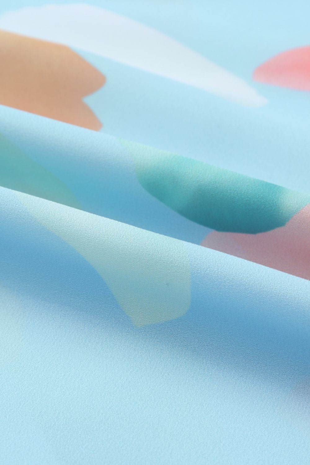 Abstract Print Blouse with Tie Neck and Flutter Short Sleeves - MARIGOLD