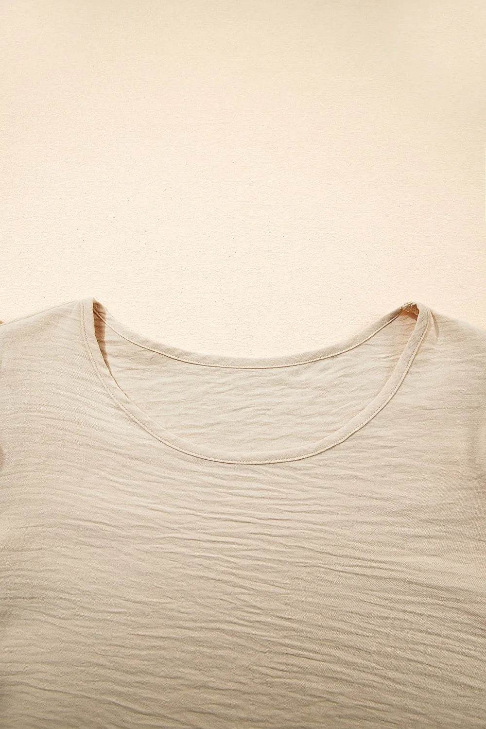 Solid Color Ruffled Short Sleeve Casual Blouse - MARIGOLD