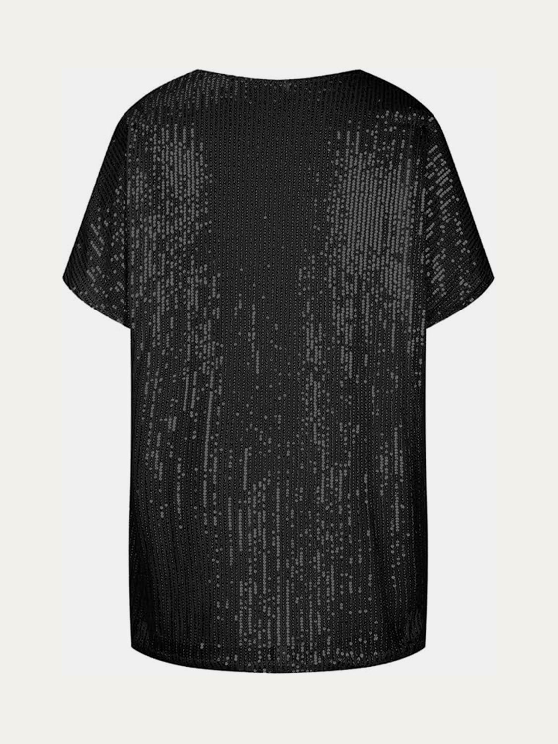 Full Size Sequin V-Neck Short Sleeve Top - MARIGOLD