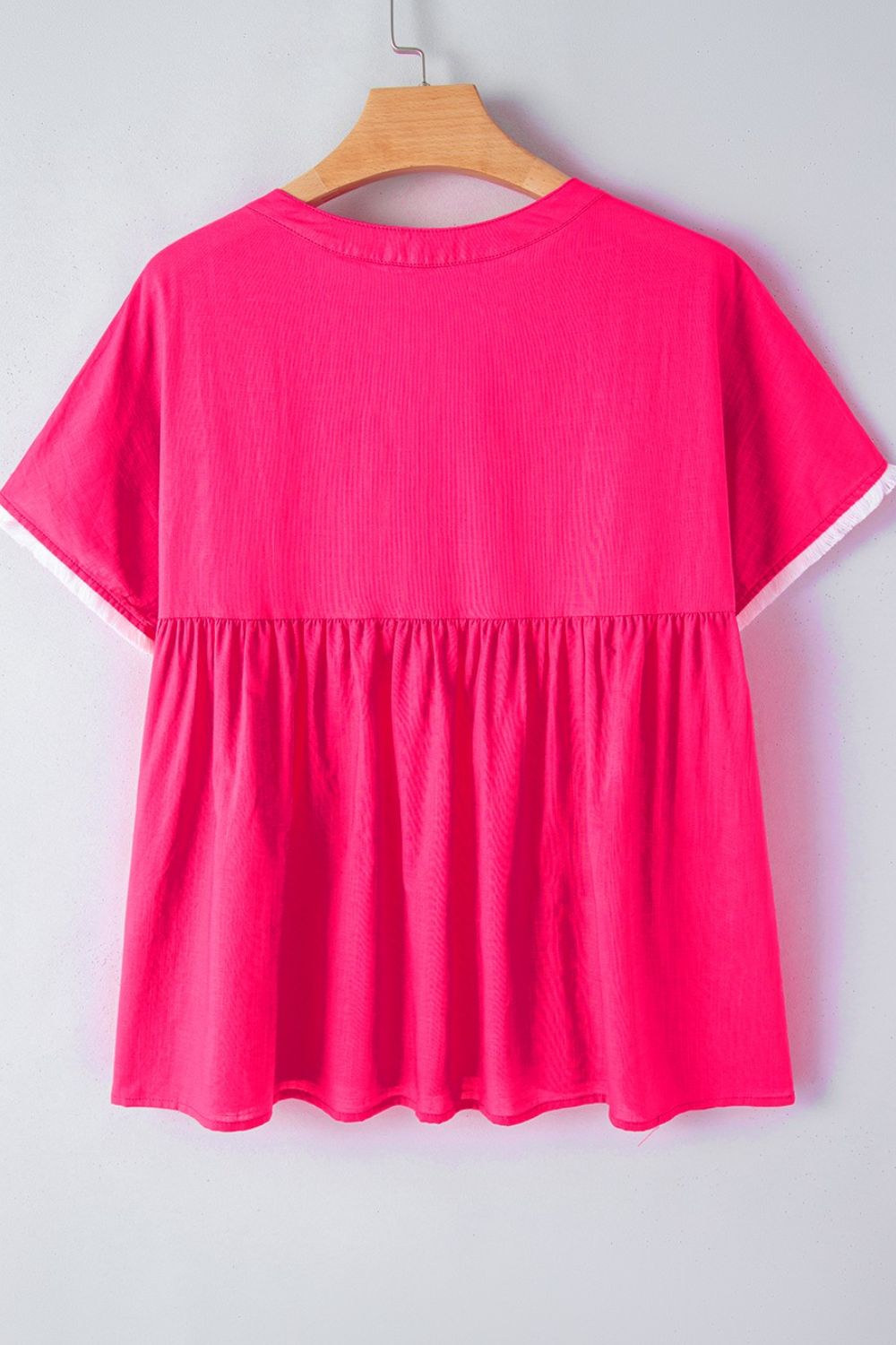 Geometric Embroidered Tassel Tie Neck Cotton Blouse - MARIGOLD