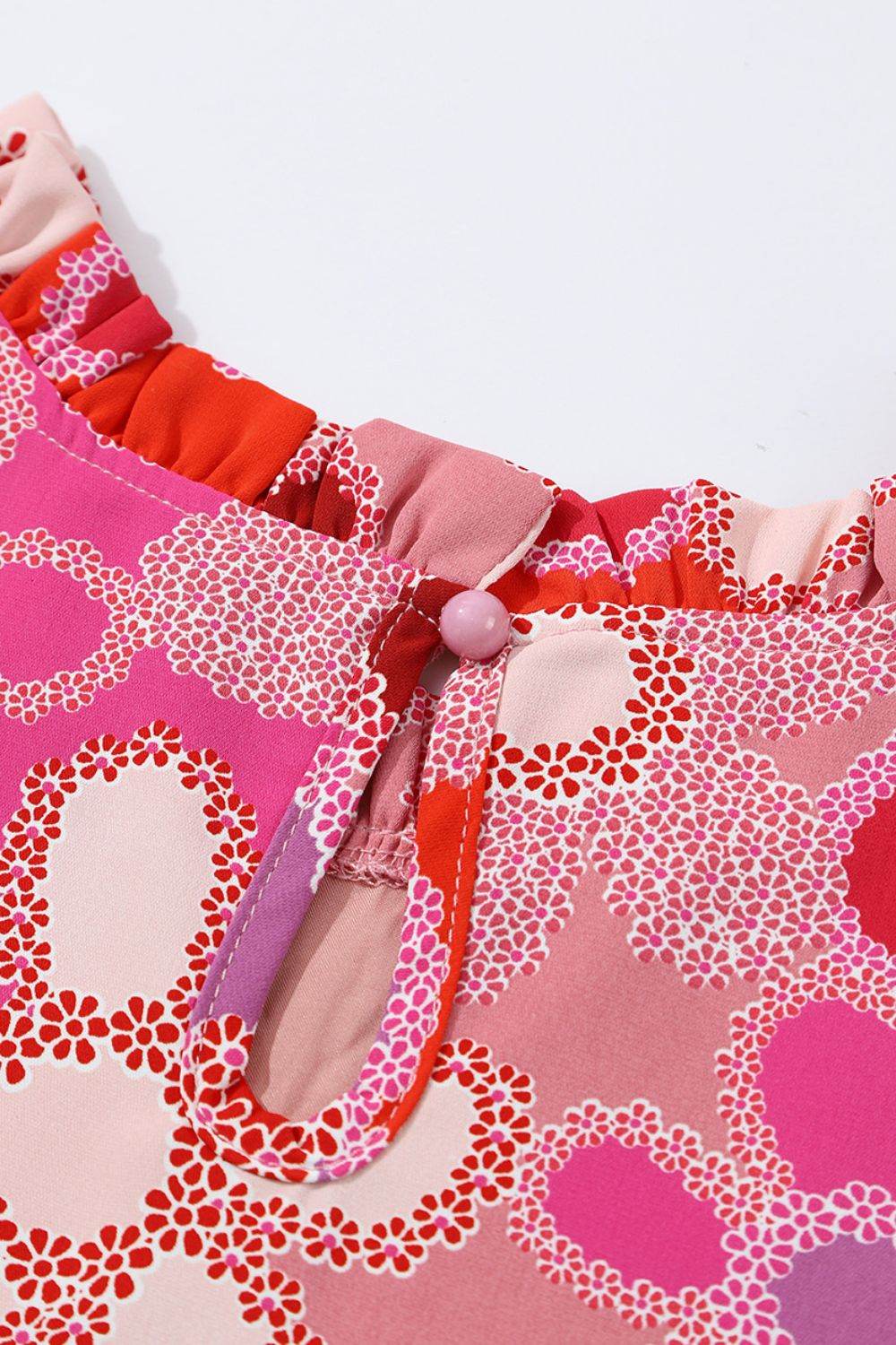 Embroidered Detail Floral Ruffle Cap Sleeve Blouse - MARIGOLD