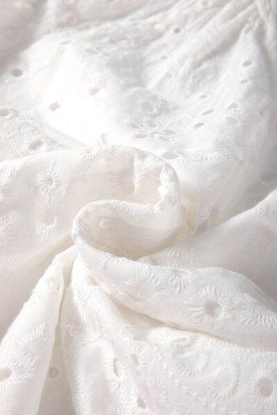 Eyelet V-Neck Long Sleeve Blouse - MARIGOLD