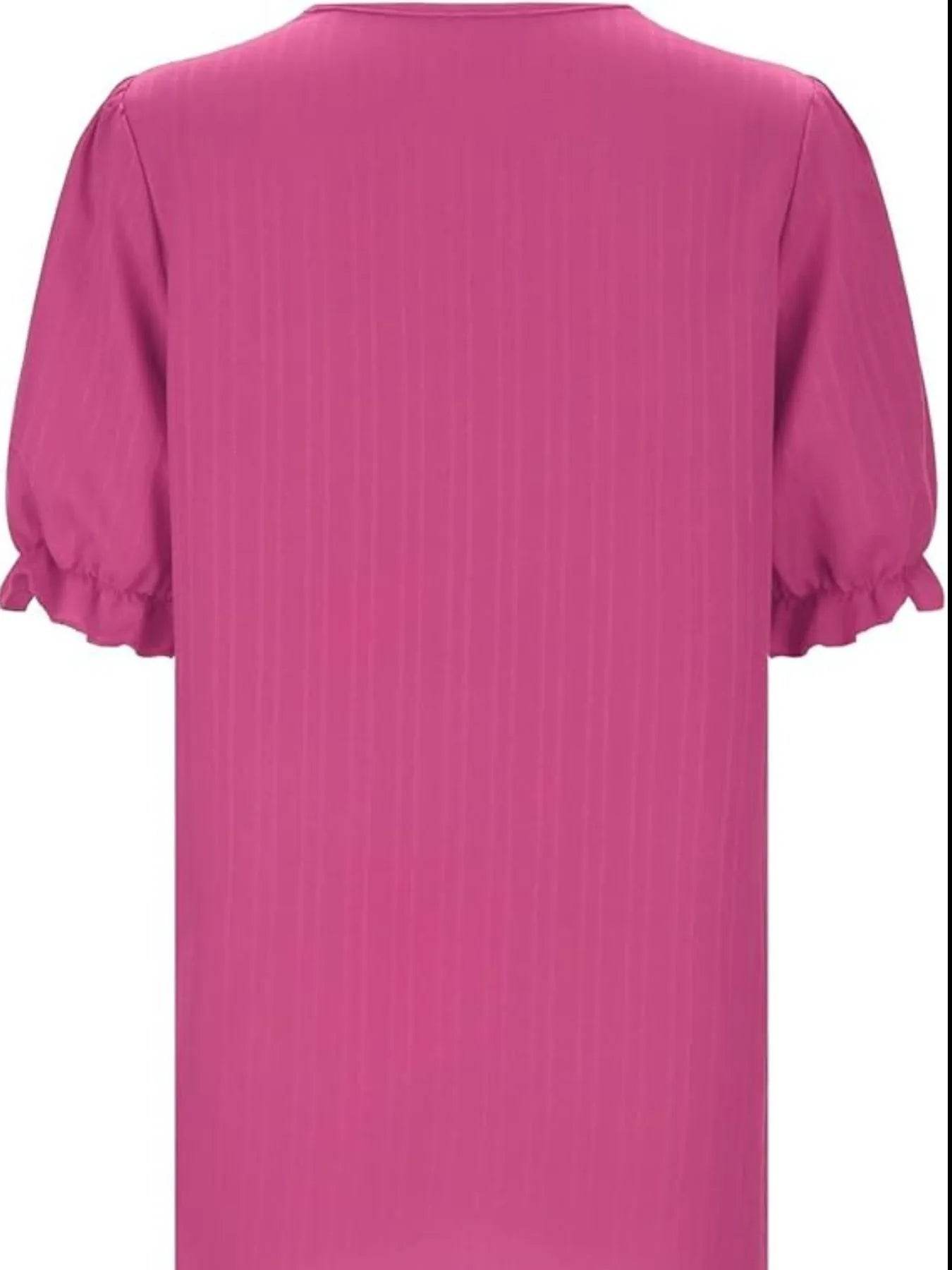 Lace Detail V-Neck Blouse Plus Size - MARIGOLD