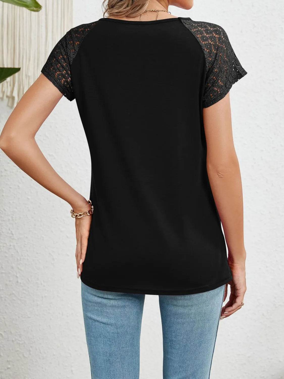 Lace Short Sleeve Top - MARIGOLD
