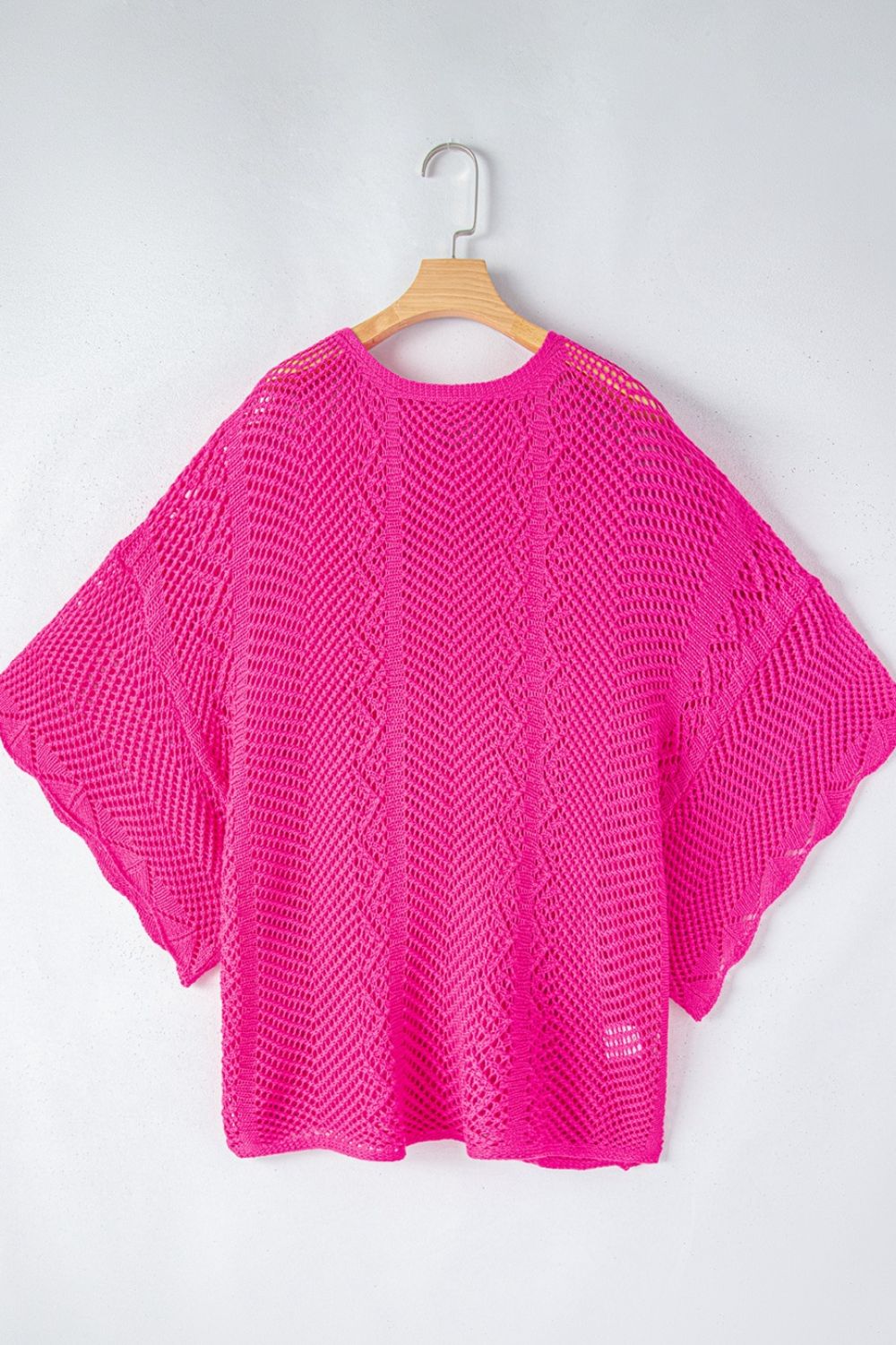 Scallop Edge Half Sleeve Pointelle Knit Top - MARIGOLD