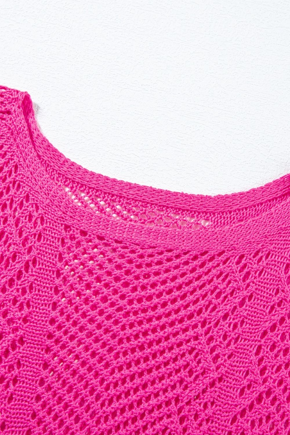Scallop Edge Half Sleeve Pointelle Knit Top - MARIGOLD