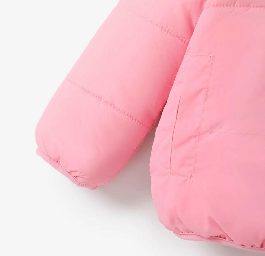 Kids' Pink Plush Teddy Lined Puffer Jacket - MARIGOLD