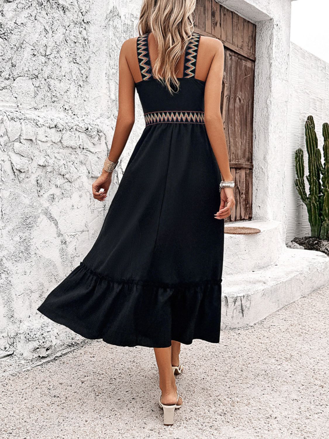 Devine Ruffled Slit Sleeveless Midi Dress - MARIGOLD