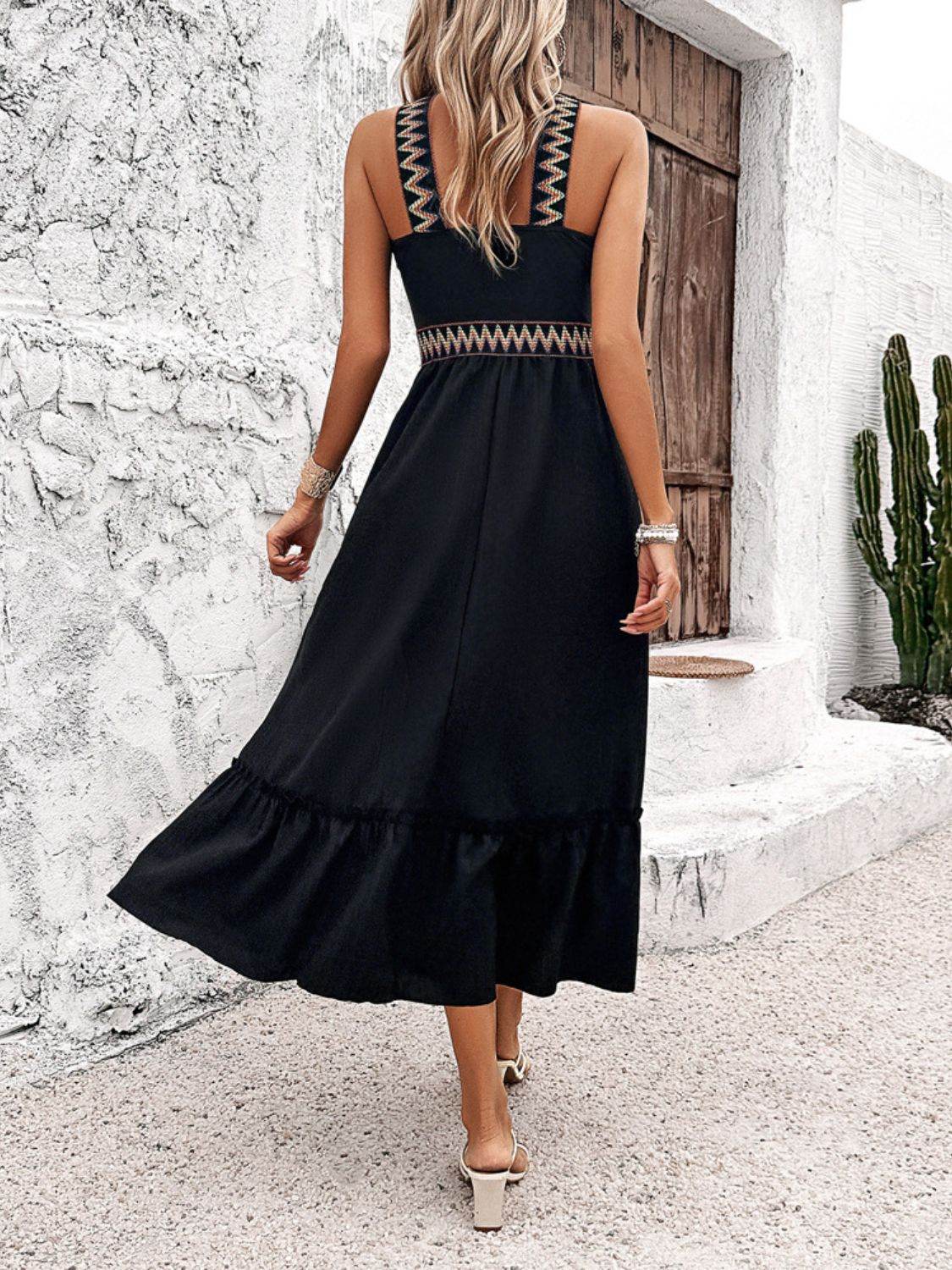 Halter Neck Ruffle Hem Midi Dress - MARIGOLD