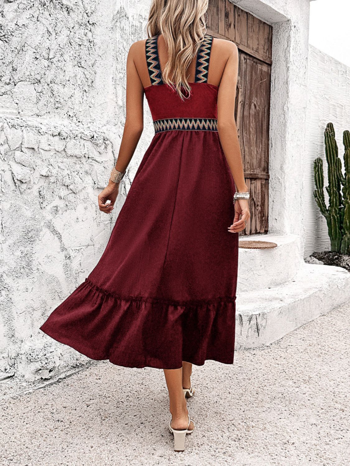 Devine Ruffled Slit Sleeveless Midi Dress - MARIGOLD