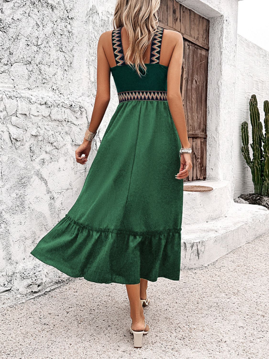 Devine Ruffled Slit Sleeveless Midi Dress - MARIGOLD