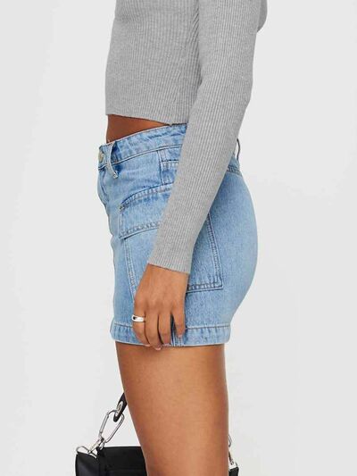 Mini Cargo Denim Skirt with Pockets - MARIGOLD