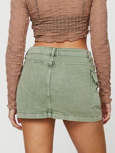 Mini Cargo Denim Skirt with Pockets - MARIGOLD
