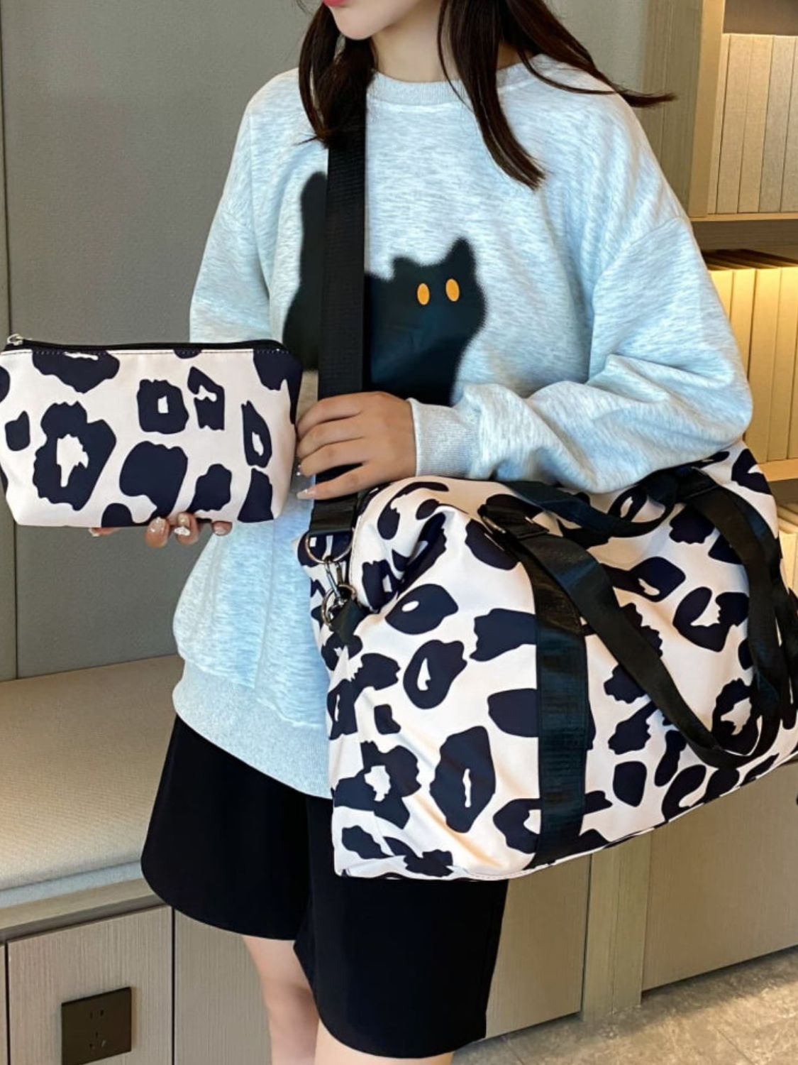 Oxford Cloth Leopard 2-Piece Bag Set - MARIGOLD