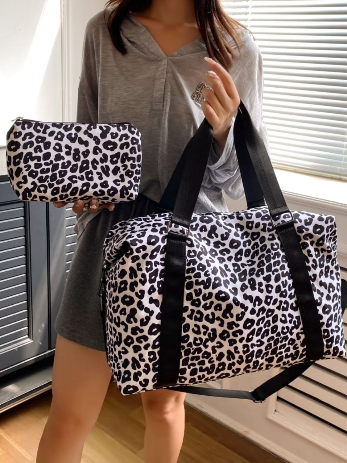 Oxford Cloth Leopard 2-Piece Bag Set - MARIGOLD