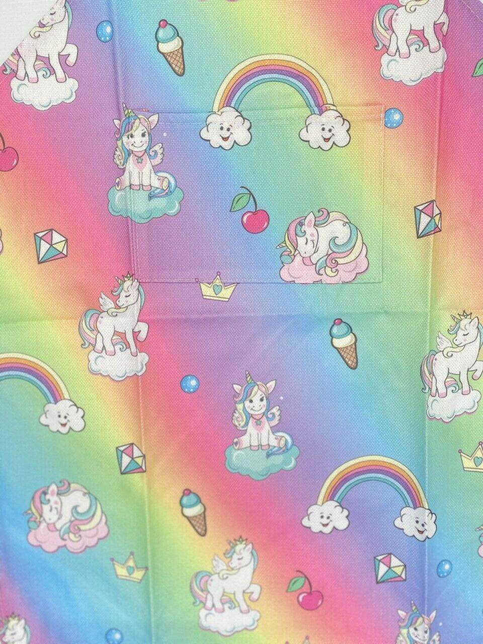 Rainbow Cloud Unicorn Kids Cooking and Art Apron - MARIGOLD