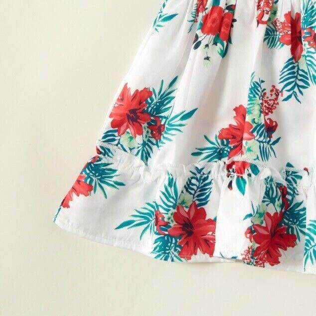 Baby girls dress new green and red floral ruffle hem girls dress - MARIGOLD