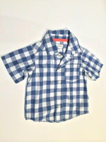 Baby Boys Shirt Size 3 months Carters Blue & White Check Short Sleeve Shirt