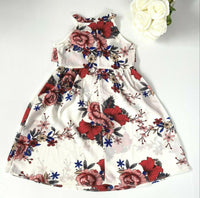 size 2 years / 3-4 years new girls dress red floral white girls dress