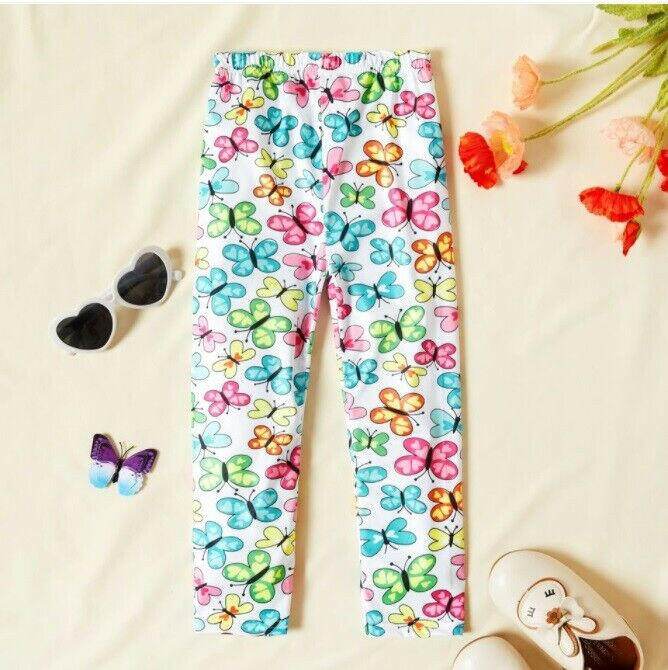 Colorful Butterfly Girls Leggings - MARIGOLD