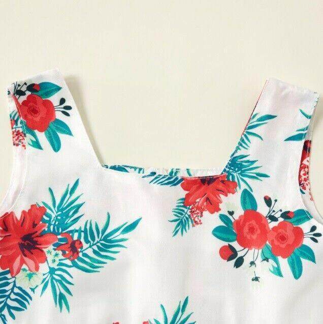 Baby girls dress new green and red floral ruffle hem girls dress - MARIGOLD