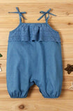 NEW Size 0-3 to 12-18 months Chambray Shoulder Bow Girls Romper - Select Size