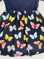girls dress size 4y/5y/6y/7y/8y/10 years  dark blue butterfly print girls dress