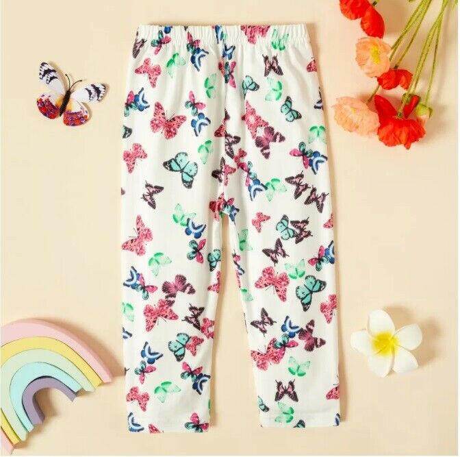 size 18-24m to 5-6 years new girls leggings colourful butterfly print leggings - MARIGOLD