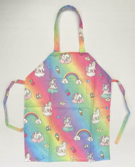 Rainbow Cloud Unicorn Kids Cooking and Art Apron - MARIGOLD