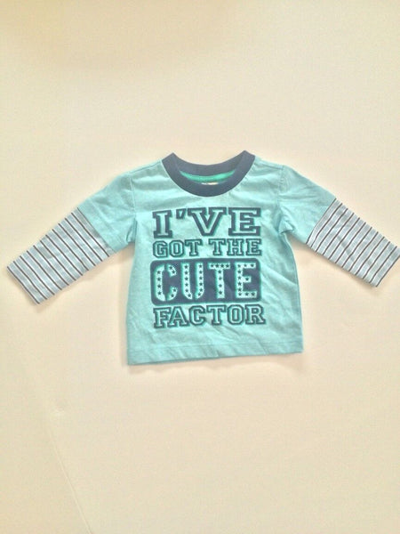 NEW Size 3-6 months Baby Boys Top 'I've got the cute factor' Long Sleeve Top