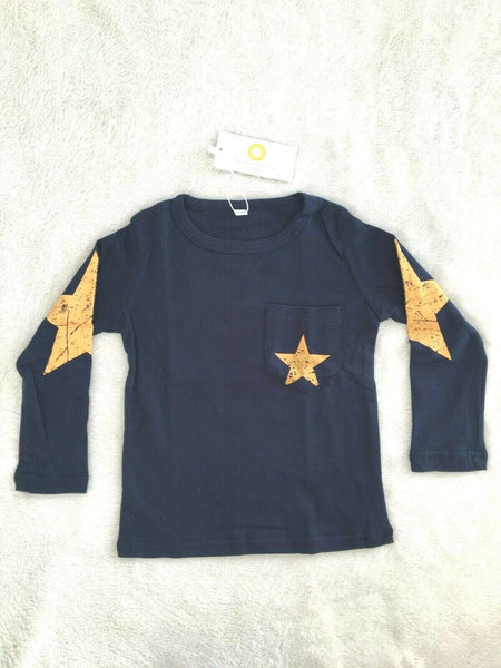 NEW Size 2 years Toddler Boys Star Navy Long Sleeve Top Boys Clothing Tops