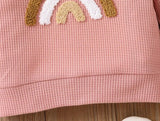 baby girls blush pink waffle rainbow top size 3-6m/6-9m/9-12m/12-18m/18-24m/3y