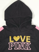 Girls hoodie top black pink gold love long hoodie top