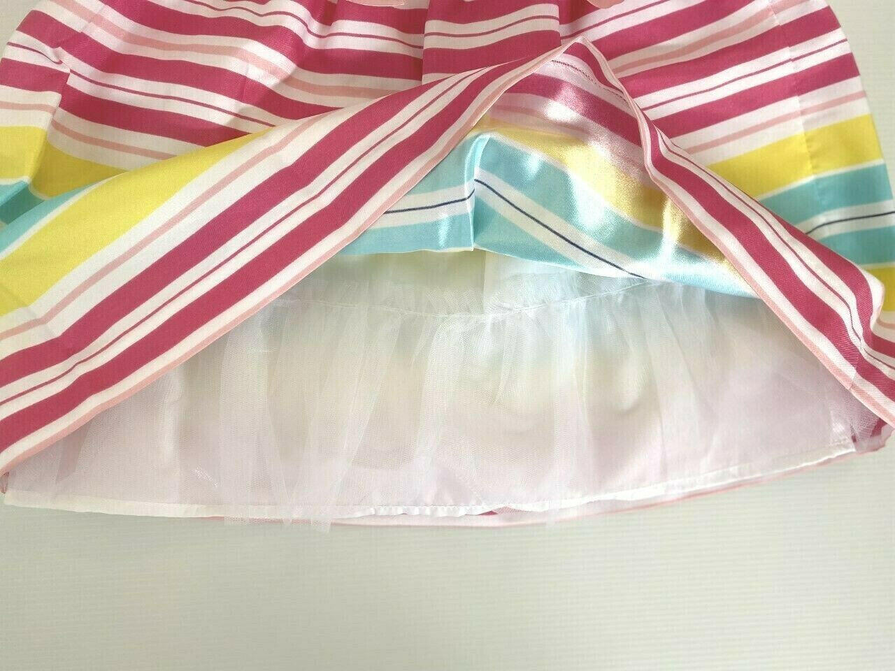 size 18 months new toddler girls dress multicolour striped dress & bloomers set - MARIGOLD
