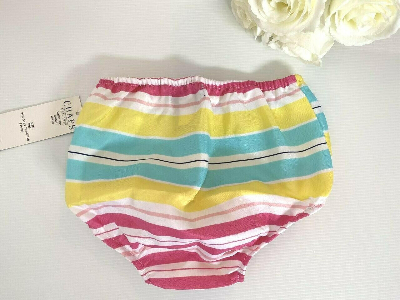 size 18 months new toddler girls dress multicolour striped dress & bloomers set - MARIGOLD