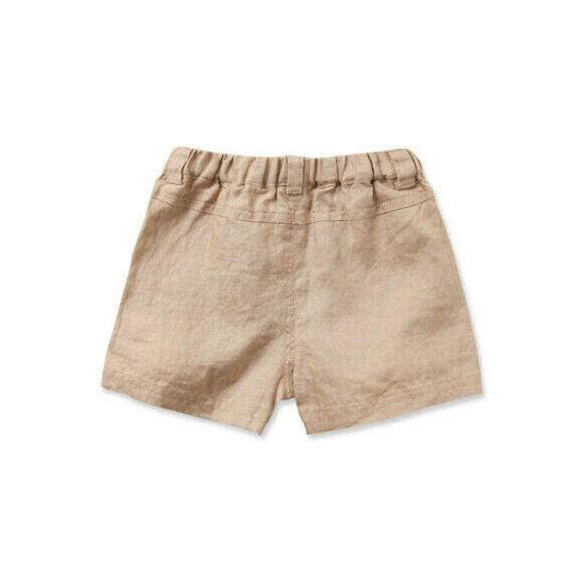 Boys 100% Linen Shorts - Beige Natural - 18 Months - MARIGOLD