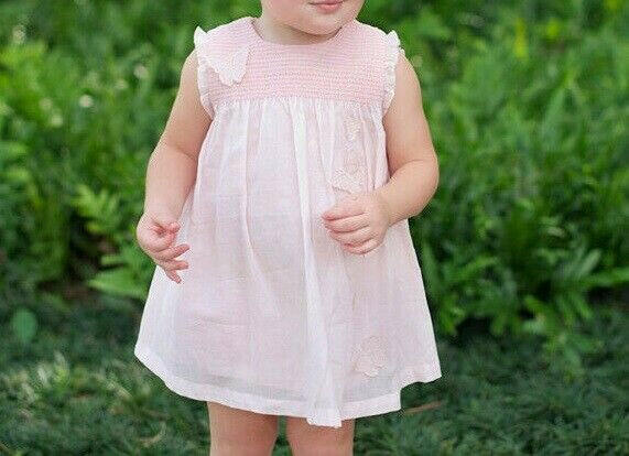 girls dress new size 12 months 100% Cotton butterfly pink baby girls dress - MARIGOLD