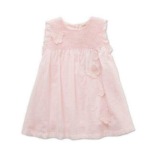 12 Month Pink Butterfly 100% Cotton Toddler Girls Dress - MARIGOLD