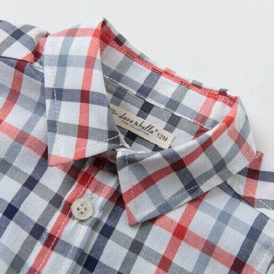 Boys Shirt New Size 4 Years Boys Short Sleeve Blue Red Check Boys Shirt - MARIGOLD