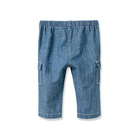 Size 18 months New Toddler Boys Pants Boys Blue Chambray Pants - MARIGOLD