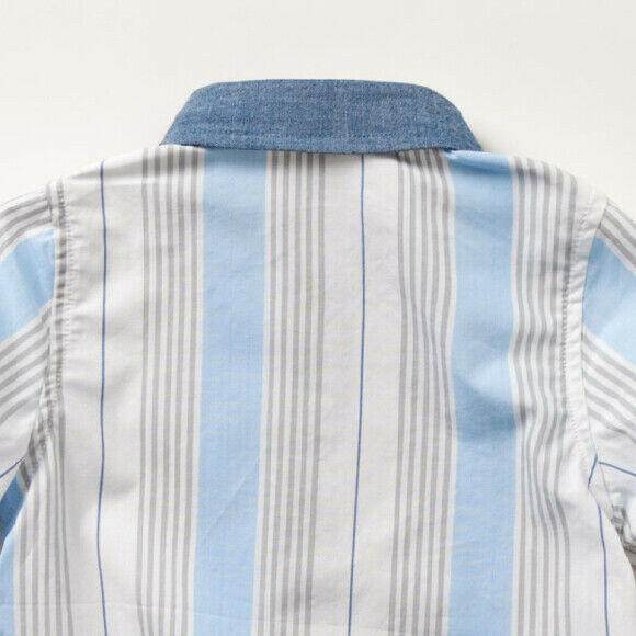 NEW Size 24 months Boys Shirt Boys Blue Grey Stripe Shirt - MARIGOLD