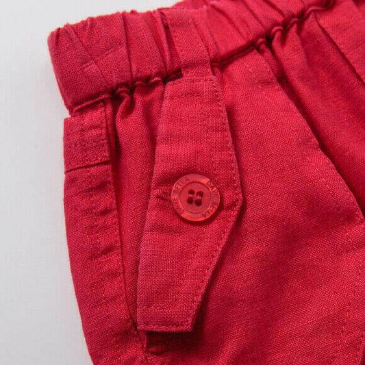 Boys Shorts New Size 3 Years Red Linen Boys Shorts Size 3Y - MARIGOLD