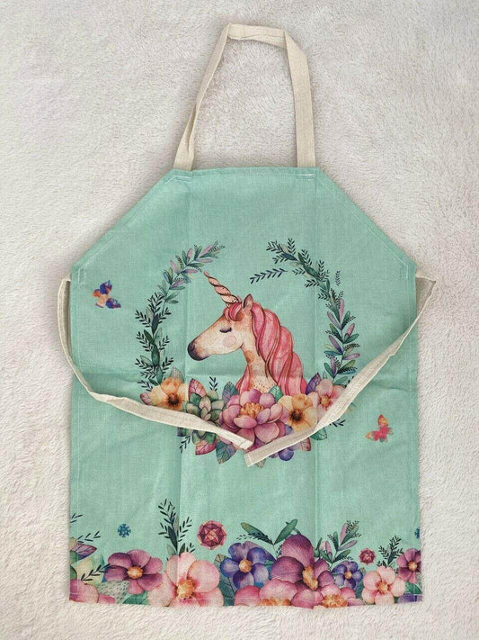 Flower Unicorn Kids Cooking and Art Apron - MARIGOLD
